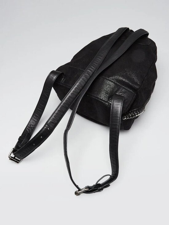 Stella McCartney Black Shaggy Deer Faux Leather Falabella Small Rucksack Bag main image 5